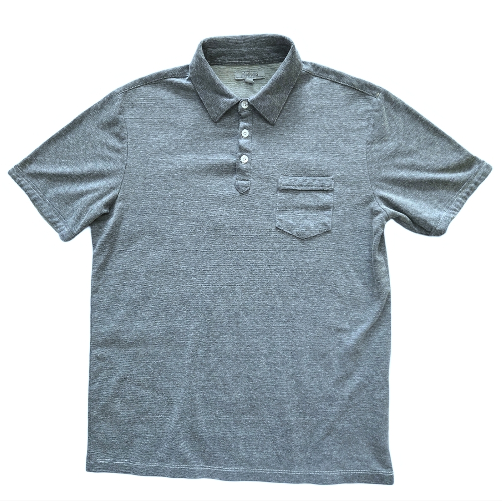 Method Casual Grey Cotton Blend Short Sleeve Polo with Chest Pocket
